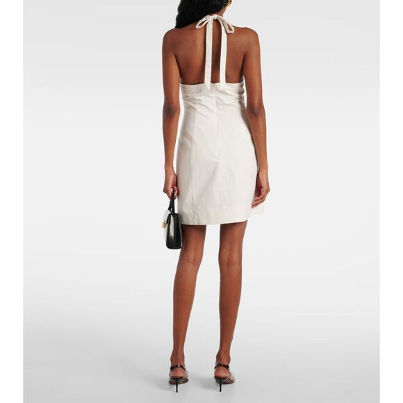 NWT STAUD Haven Cotton Chino Halter Neck Button Front Mini Dress in Ivory Size 2 - Picture 3 of 16